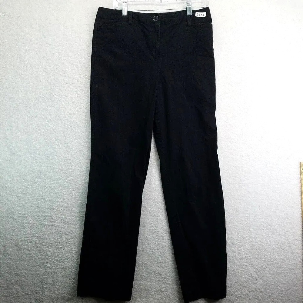 Talbots Pants Womens 12 Black Stretch Cotton Blend Straight Leg Dress‎ Chino